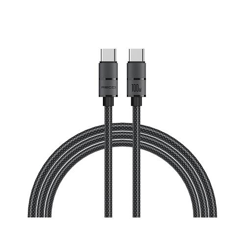 RECCI RS12CC - WARRIOR PD100W Type-C To Type-C Cable Braided Wire + Aluminum Alloy 2M - Black
