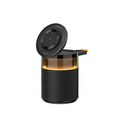 Recci RCW-51 Wireless Charging Stand with Ambient Lighting and Bluetooth Speaker-Black