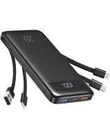 Charmast W2065 Power Bank 20000mAh PD20W with built-in cables Micro USB / Type C / Lightning 5V3A  black